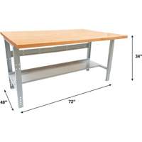Industrial Modular Workbench, 1000 lbs. Cap., 72" W x 48" D Oxymax Inc
