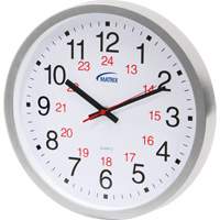 12/24 H Clock, Analog, Battery Operated, 12", Silver HT072 | Oxymax Inc