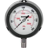 Manomètre,  4-1/2", 0 - 3000 psi, Fixation inférieure, Analogique rempli de liquide IA348 | Oxymax Inc