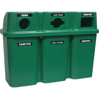 Recycling Containers Bullseye, Curbside, Plastic, 3 x 22 US Gal. Oxymax Inc