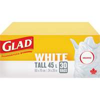 Tall 45L Unscented Garbage Bags, Regular, 24" W x 28" L, White Oxymax Inc
