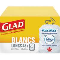 Sacs &agrave; ordures hauts 45 L avec Febreze, R&eacute;gulier, 24" la x 28" lo, Blanc Oxymax Inc