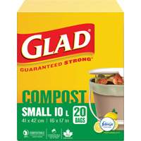 Petits sacs de compostage, R&eacute;gulier, 17" lo x 16" la, Brun, Capacit&eacute; de 10 L (3 gal.) Oxymax Inc