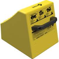 Cale de roue ultra-robuste pour l'exploitation mini&egrave;re Checkers Safety sans support, PEHD, Jaune, 14-1/2" la x 17-1/2" p x 16" h Oxymax Inc