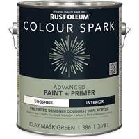 Colour Spark Interior Pre-Tinted Paint + Primer Wall Paint, Clay Mask Green, Eggshell, 3.78 L, Gallon Oxymax Inc