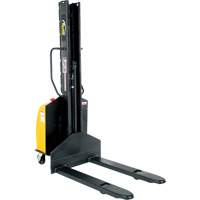 Narrow Mast Powered Lift Stacker, Electric Operated, 1500 lbs. Capacity, 63" Max Lift Oxymax Inc