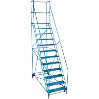 CSA-Certified Rolling Step Ladder with Locking Step, 12 Steps, 30" Step Width, 109" Platform Height, Steel Oxymax Inc