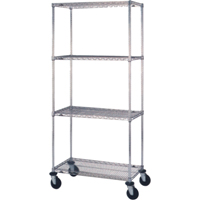 Wire Shelf Cart, Chrome Plated, 18" x 69" x 36", 800 lbs. Capacity Oxymax Inc