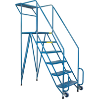 Mechanics/Maintenance Rolling Ladder, Steel, 6 Steps, 57" Platform Height Oxymax Inc