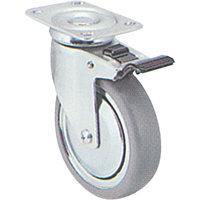 Zinc Plated Caster, Swivel with Brake, 4" (101.6 mm), Rubber, 200 lbs. (91 kg.) Oxymax Inc