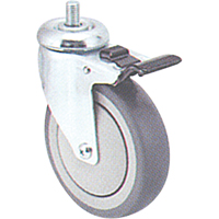 Roulette zinguée, Pivotant avec frein, Diamètre 4" (102 mm), Capacité 200 lb (91 kg) MI946 | Oxymax Inc