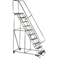 Lockstep Rolling Ladders, 5 Steps, 24" Step Width, 50" Platform Height, Stainless Steel Oxymax Inc