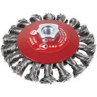 Knot Twisted Conical Bevel Brush, 6" Dia., 0.02" Fill, 5/8"-11 Arbor, Steel Oxymax Inc