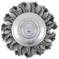 Shaft Mounted Knot Twisted Radial Brush, 3" Dia., 0.02" Fill, 1/4" Arbor, Stainless Steel Oxymax Inc
