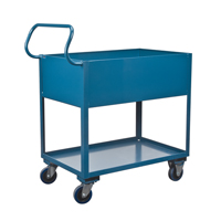 Deep Lipped Service Cart, 2 Tiers, 24" W x 47" H x 36" D, 1200 lbs. Capacity Oxymax Inc