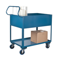 Deep Lipped Service Cart, 2 Tiers, 24" W x 47" H x 36" D, 1200 lbs. Capacity Oxymax Inc