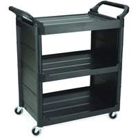 Bussing Cart with End Panels, 3 Tiers, 18-5/8" x 36-5/8" x 33-5/8", 150 lbs. Capacity Oxymax Inc