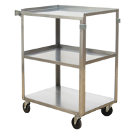 Shelf Carts, 3 Tiers, 15-1/2" W x 32-1/8" H x 24" D, 300 lbs. Capacity MO250 | Oxymax Inc