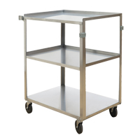 Shelf Carts, 3 Tiers, 18" W x 32" H x 27-3/8" D, 500 lbs. Capacity MO253 | Oxymax Inc