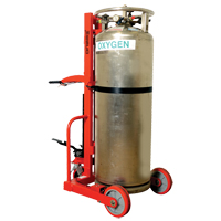 Hydraulic Large Liquid Gas Cylinder Cart HLCC, Polyurethane Wheels, 20" W x 20" D Base, 1000 lbs. MO347 | Oxymax Inc