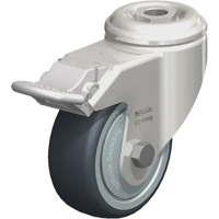 Roulette en &eacute;lastom&egrave;re thermoplastique acier inoxydable, Pivotant avec frein, Diam&egrave;tre 3-1/8" (79,5 mm), Capacit&eacute; 220 lb (100 kg) Oxymax Inc