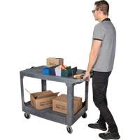 Chariot utilitaire pour l'entretien avec tablette plate, 2 tiers, 25-1/4" x 32-1/4" x 44", Capacit&eacute; 550 lb Oxymax Inc