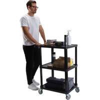 Chariot utilitaire avec tablette plate, 3 tiers, 18-1/8" x 37-3/8" x 27-3/4", Capacit&eacute; 330 lb Oxymax Inc