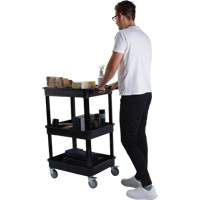 Chariot utilitaire avec tablette &agrave; bordure profonde, 3 tiers, 19" x 39-1/2" x 28-1/4", Capacit&eacute; 330 lb Oxymax Inc