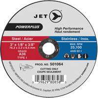 Meule &agrave; tronçonner POWERPLUS, 3" x 1/8", Arbre de 3/8", Type 1, 25 100 Tr/min Oxymax Inc