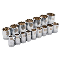 SAE Socket Set, 16 Pcs, 1/2" Drive Size Oxymax Inc