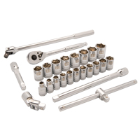 Metric Socket Set, 25 Pcs, 1/2" Drive Size Oxymax Inc