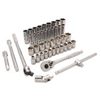 Metric Socket Set, 43 Pcs, 1/2" Drive Size, Deep Oxymax Inc