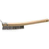 Scratch Brush With Scraper, Steel, 3 x 19 Wire Rows, 13" Long Oxymax Inc