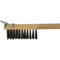 Scratch Brush With Scraper, Stainless Steel, 3 x 10 Wire Rows, 20" Long Oxymax Inc