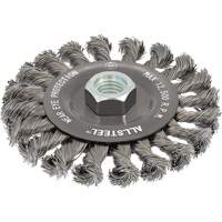Brosse m&eacute;tallique AllSteel, Dia. 4-1/2", Fils 0,02", Arbre 5/8"-11, Acier Oxymax Inc