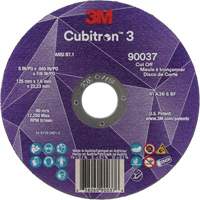 Cubitron 3 Cut-Off Wheel, 5" x 0.045", 7/8" Arbor, Type 1, Ceramic, 12250 RPM Oxymax Inc