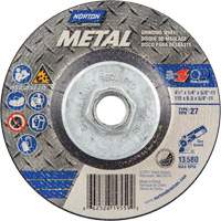 Metal Grinding Wheel, 4-1/2" x 1/4", 5/8"-11 Arbor, Aluminum Oxide, Type 27 Oxymax Inc