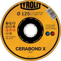 Meule &agrave; tronçonner Cerabond X, 5" x 0,04", Arbre de 7/8", C&eacute;ramique Oxymax Inc