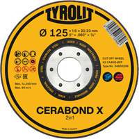 Meule &agrave; tronçonner pour acier et acier inoxydable CERABOND X, 4-1/2" x 0,45", Arbre de 7/8", Type 1, C&eacute;ramique, 12250 Tr/min Oxymax Inc