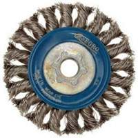 Full Cable Twist Wire Wheel, 5" Dia., 0.02" Fill, 5/8"-11 Arbor, Stainless Steel Oxymax Inc