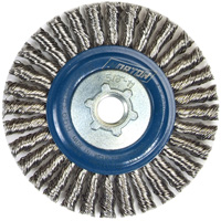 Stringer Bead Knot Wire Brush For Angle Grinders, 4" Dia., 0.02" Fill, 5/8"-11 Arbor, Stainless Steel Oxymax Inc