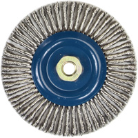 Stringer Bead Knot Wire Brush For Angle Grinders, 6" Dia., 0.02" Fill, 5/8"-11 Arbor, Stainless Steel Oxymax Inc