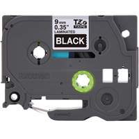 P-touch&reg; Labeling Systems, 9 mm x 314.96" or 8 m, White on Black Oxymax Inc