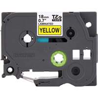 Tape Cartridge for P-touch&reg; Labeling System, 18 mm x 8 m, Black on Yellow Oxymax Inc