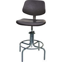 Tabouret rectangulaire avec dos de s&eacute;rie 600, Mobile, Ajustable, 25" - 31", Polyur&eacute;thane Si&egrave;ge, Noir Oxymax Inc