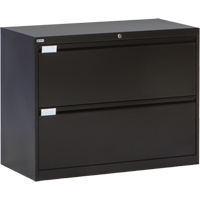 Lateral Filing Cabinet, Steel, 2 Drawers, 36" W x 18" D x 27-7/8" H, Black Oxymax Inc