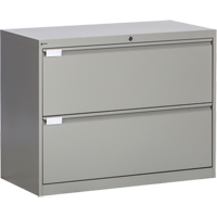 Lateral Filing Cabinet, Steel, 2 Drawers, 36" W x 18" D x 27-7/8" H, Grey Oxymax Inc