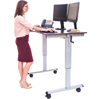 Postes de travail ajustables pour travail assis et debout , , 48-1/2" h x 48" la x 32-1/2" p, Noyer OP282 | Oxymax Inc