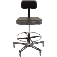TF160™ Industrial Grade Ergonomic Chair, Mobile, Adjustable, 20-1/2" - 28-1/2", Vinyl Seat, Black/Grey OP491 | Oxymax Inc