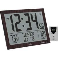 Horloge à réglage automatique à calendrier complet avec de très grands caractères, Numérique, À piles, Brun OR498 | Oxymax Inc